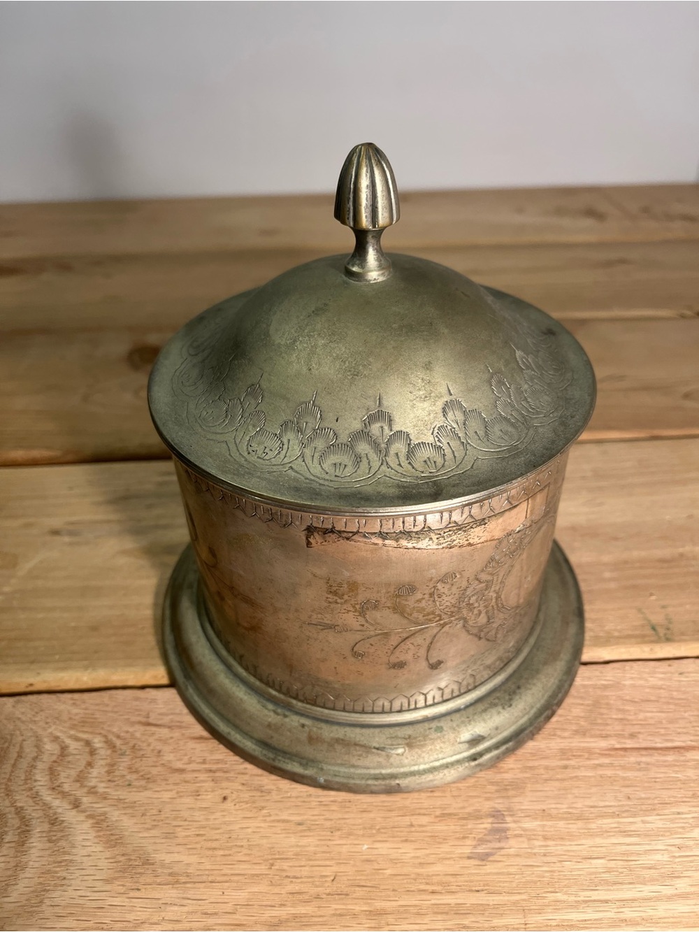 VTG International Silver Co Biscuit/Cookies Barrel Tea Caddy Jar India